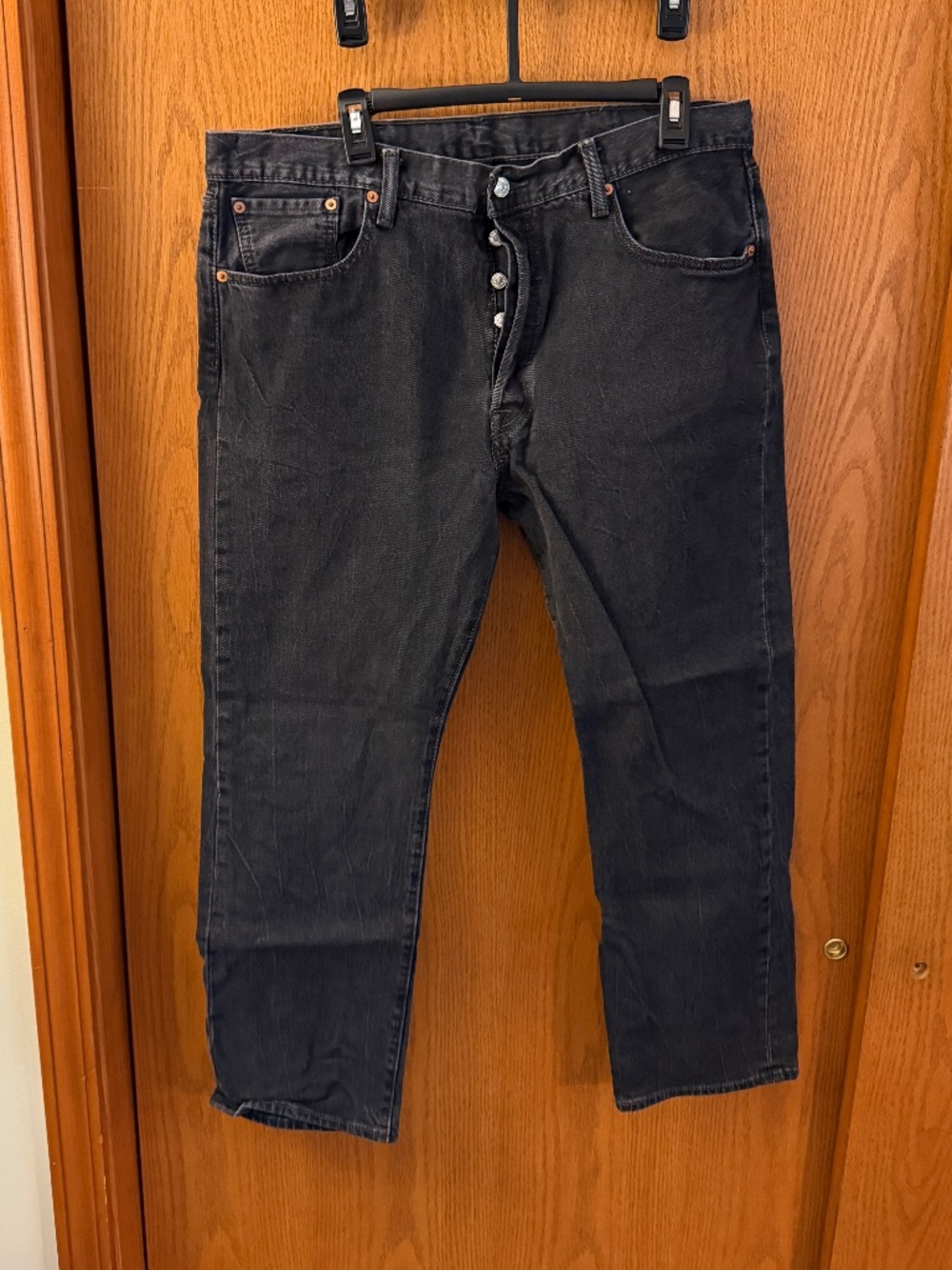 Mens Levis black 501 button fly jeans 38x30